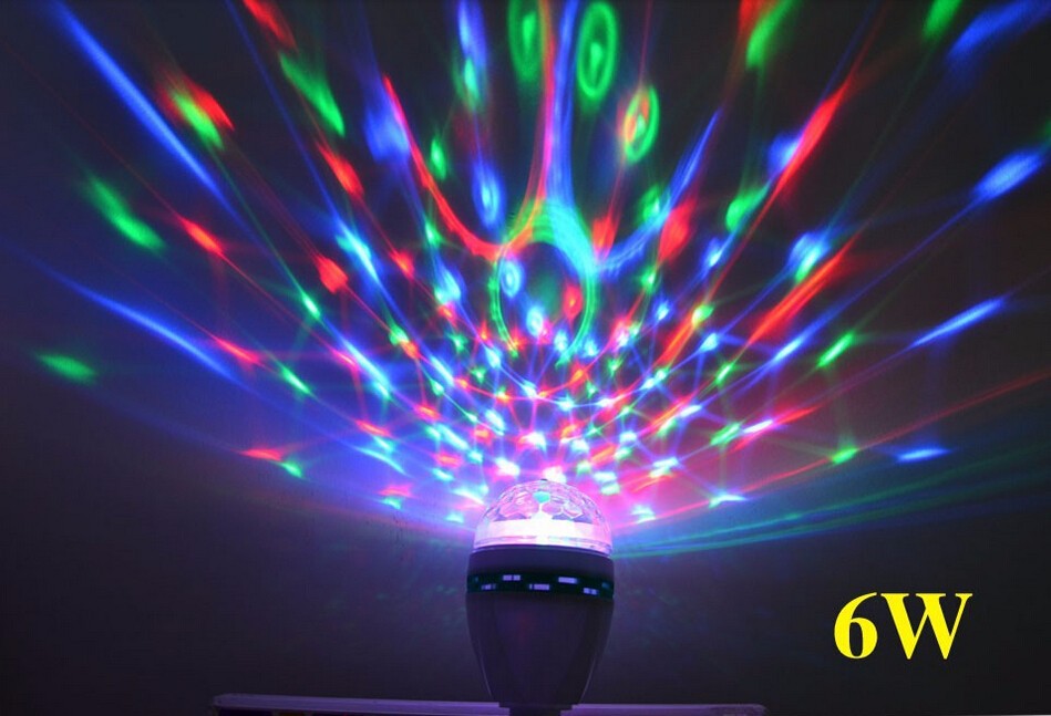 E27 6W Colorful Auto Rotate RGB LED Bulb Stage Light Party Lamp