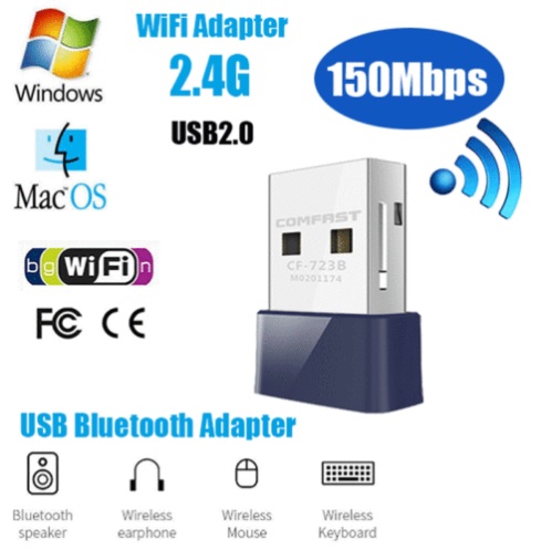 Combo 150Mbps Wireless USB WiFi Network Bluetooth 4.0 Adapter