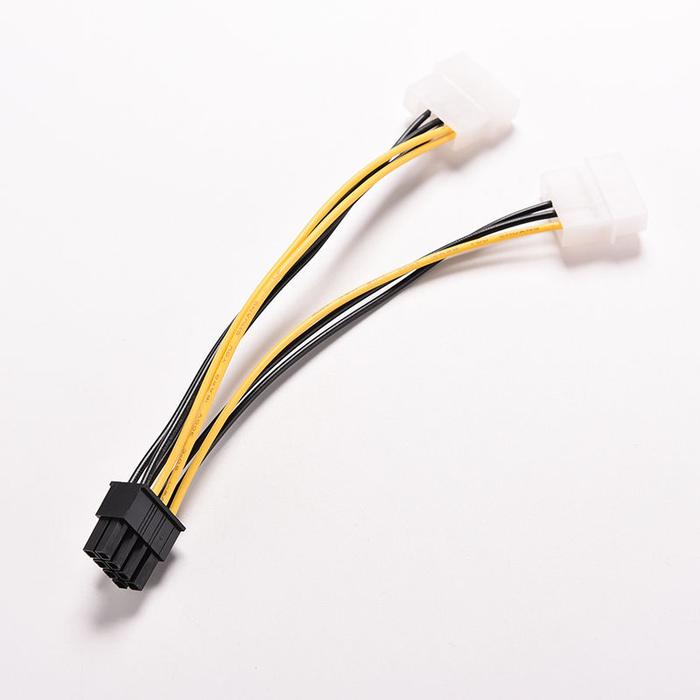 Dual(2x) Molex (4 Pin) to PCI-E (8 Pin) Power Converter Adapter