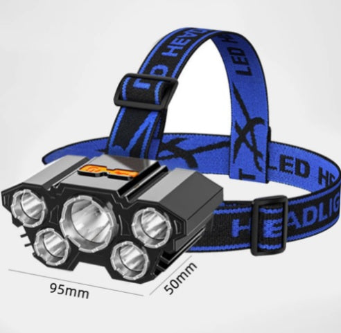 5 LED Waterproof 3 Mode Headlamp USB Charging
