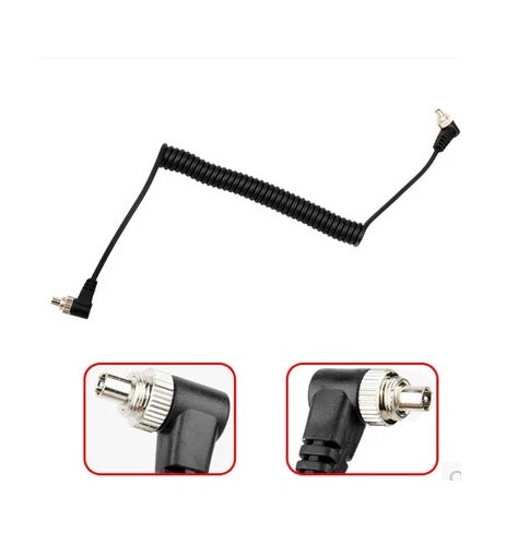 Coiled Camera Flash Light Syc Cable With Screw Lock