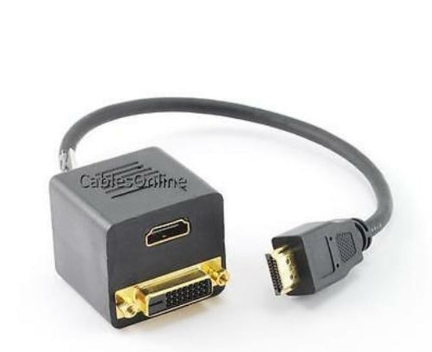 HDMI Male to DVI-D (Digital 18+1) + HDMI Dual Female Y-Splitter