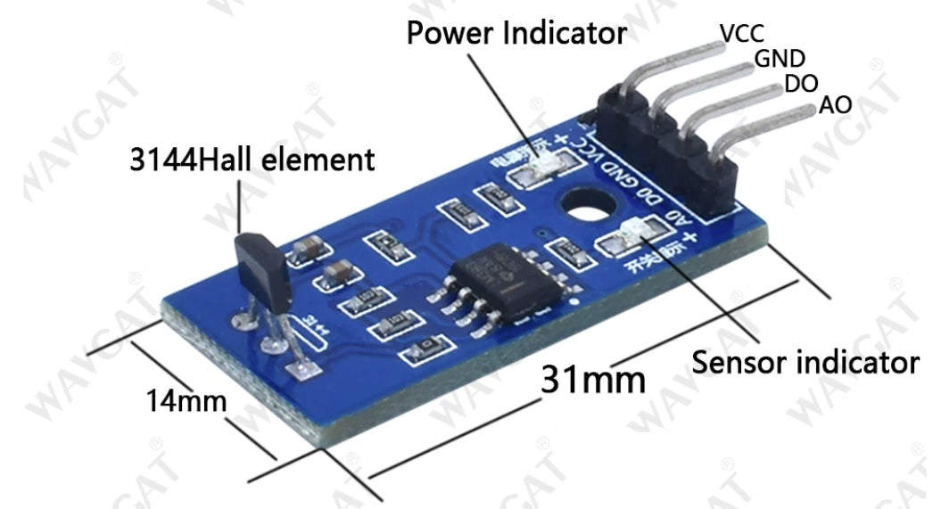 LM393 3144 Hall Effect Magnetic Field Sensor Module