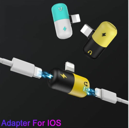 2 in 1 M/2F Lightning Audio Music Cable Adapter Charger