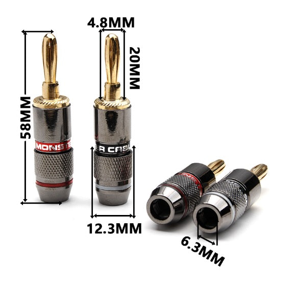 Monster Banana Plug 24K Gold Plated Pure Copper Per Pair