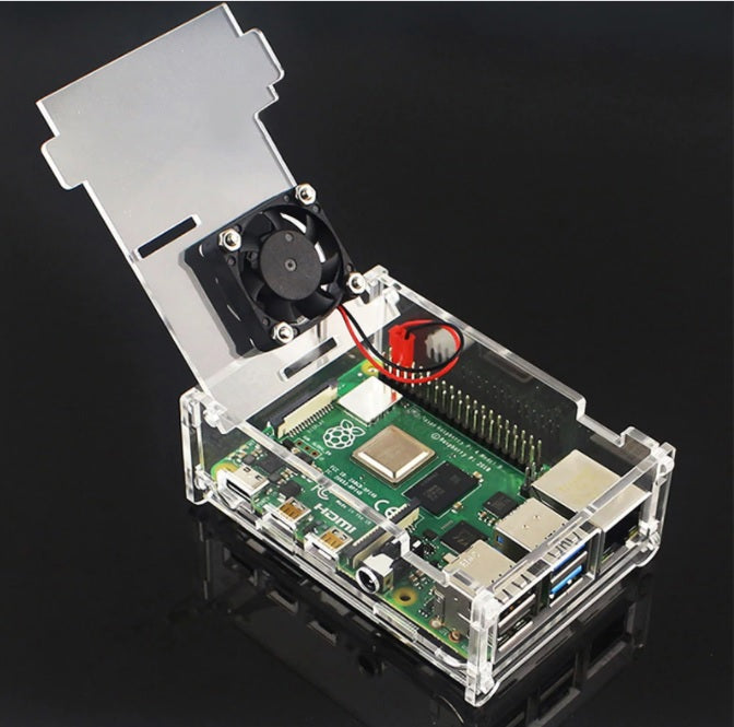 Open Concept Transparent Acrylic Case W/ Fan for Raspberry Pi 4