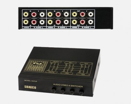 SHIBEI SB-S42VA 4-In 2-Out Composite AV Matrix Switch Splitter