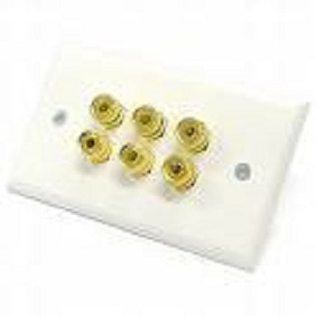 Speaker Wire Wall Plate 3 Speakers White