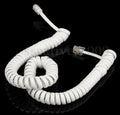 Home Telephone Handset Coiled Extension Cord White 10ft