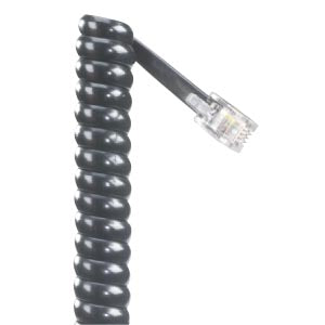 Home Telephone Handset Coiled Extension Cord Black 6.5ft