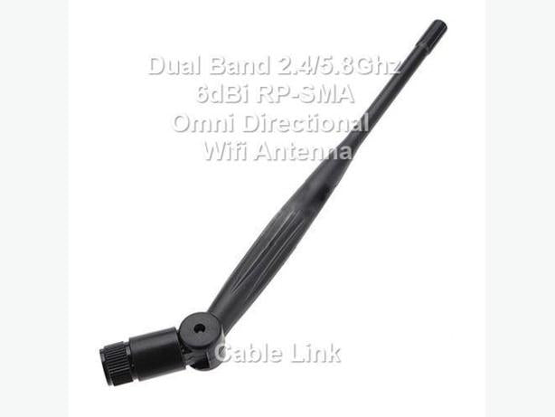 Dual Band 2.4/5.8Ghz 6dBi RP-SMA Omni Directional Wifi Antenna