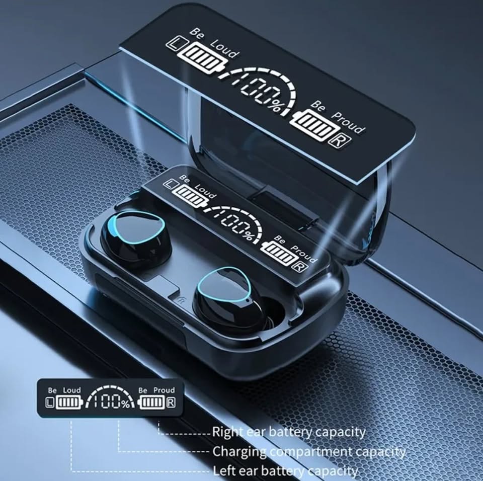 New TWS Wireless Bluetooth Headset with Power Bank Charging Box Noise Cancelling Mic Earbuds