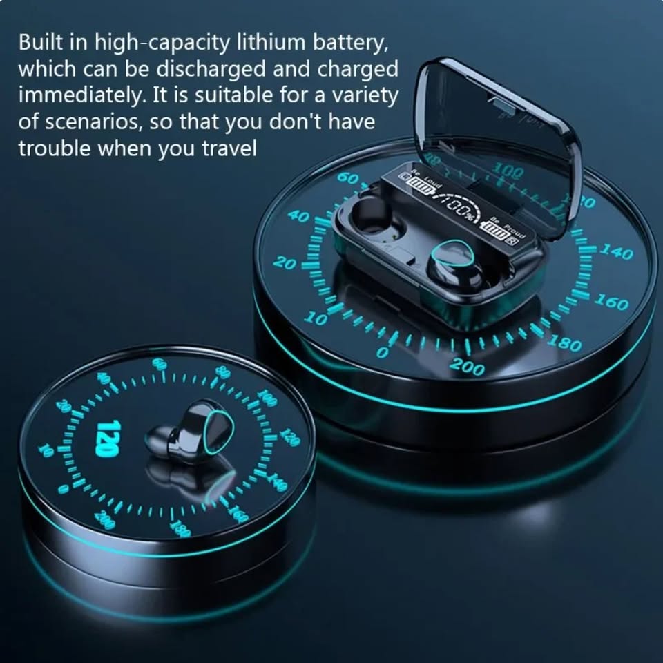 New TWS Wireless Bluetooth Headset with Power Bank Charging Box Noise Cancelling Mic Earbuds