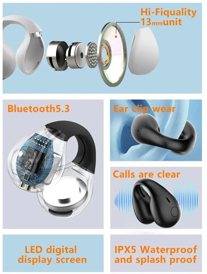 New PS10 TWS Bone Conduction Bluetooth 5.3 Wireless Headphones WaterProof With Powerbank