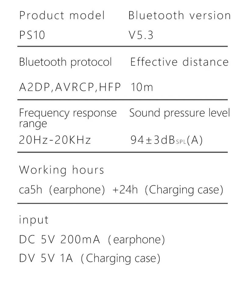 New PS10 TWS Bone Conduction Bluetooth 5.3 Wireless Headphones WaterProof With Powerbank
