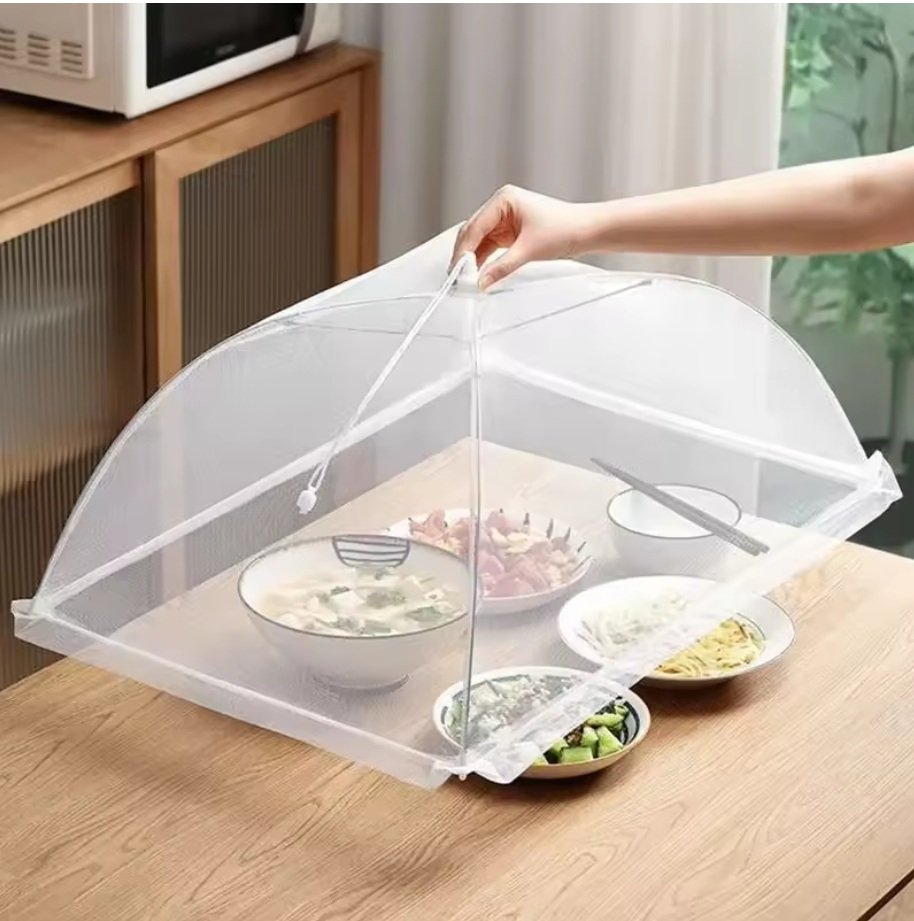 Foldable Mesh Food Cover | Square Pop-Up Insect-Proof Dish Cover for Indoor & Outdoor Use