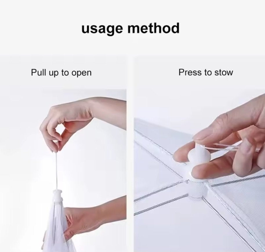 Foldable Mesh Food Cover | Square Pop-Up Insect-Proof Dish Cover for Indoor & Outdoor Use