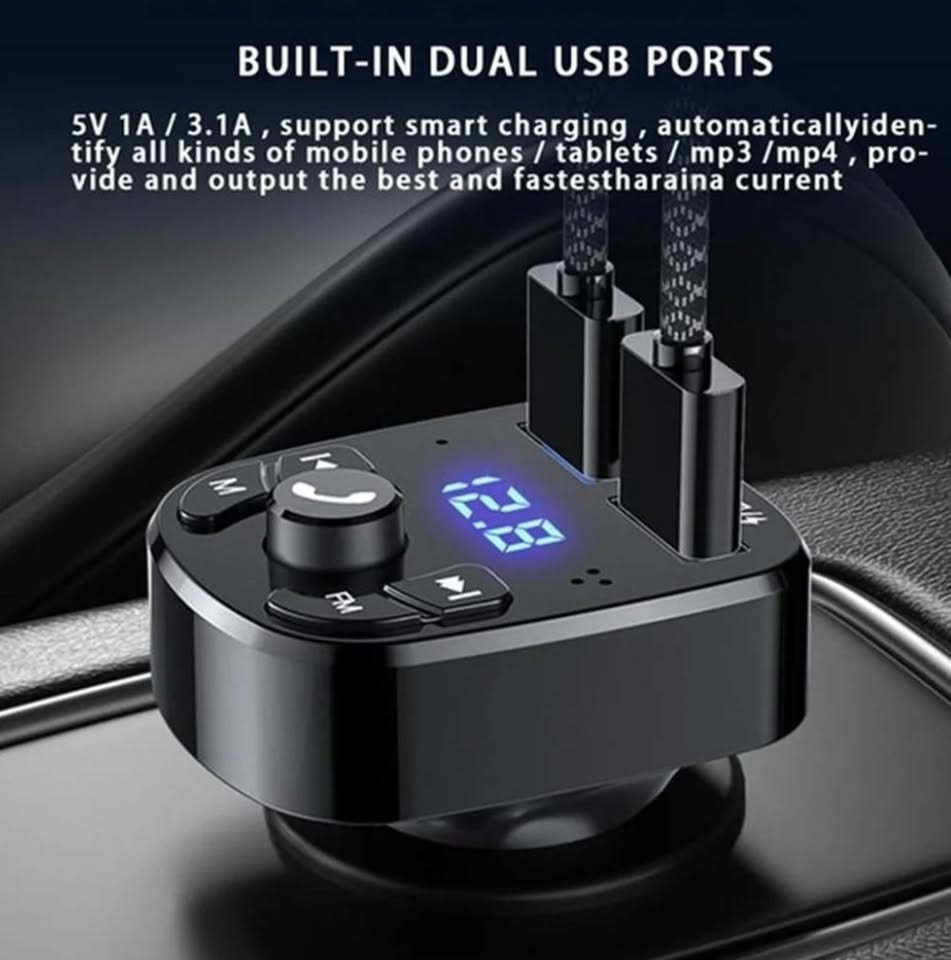 New 3 in 1 Car Cigarette Lighter Dual USB Charger Bluetooth, Media Player