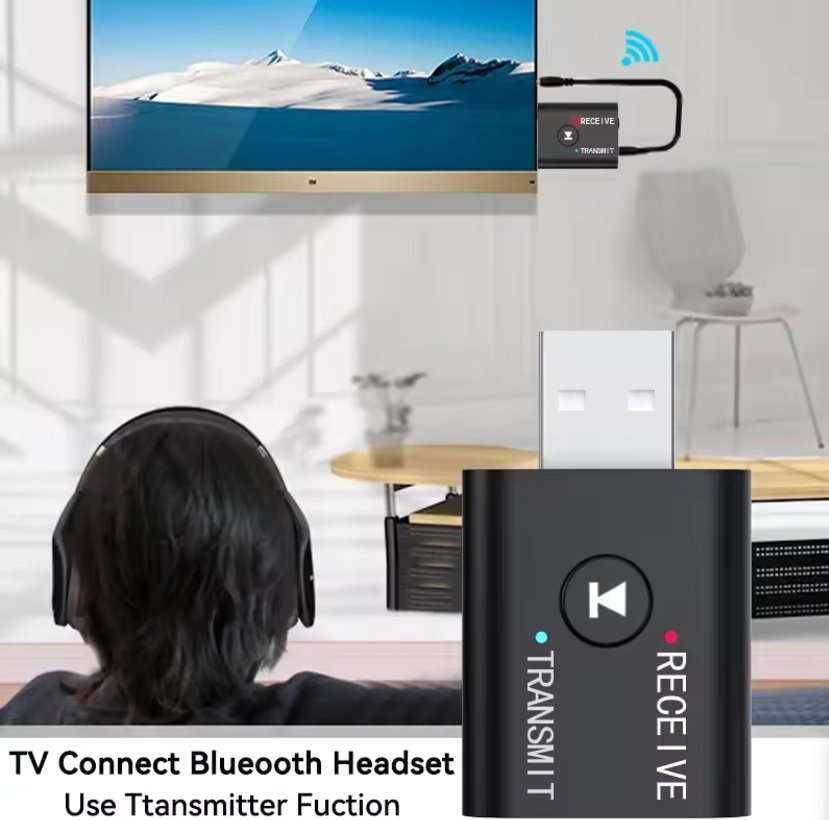 New TR6 2-in-1 Bluetooth 5.0 Audio Transmitter Receiver, 3.5mm AUX USB Stereo Music Adapter