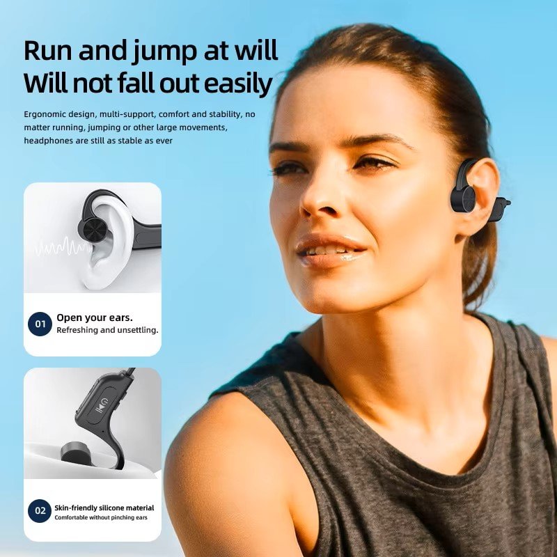 New G16 OpenEar Over Ear Bone Conduction Wireless Headset Bluetooth 5.3 Long Talk Micro SD