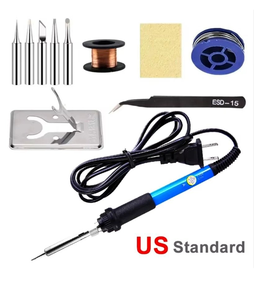 New 7-Piece Multi-Tip Soldering Gun Kit, 60W Adjustable Temperature Soldering Iron Set with 6 Head