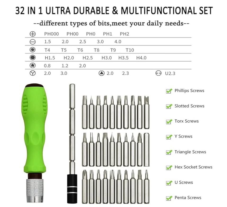 New 32-in-1 Screwdriver Set | Magnetic Repair Tool Kit for Phone, Watch, Laptop & Electronics