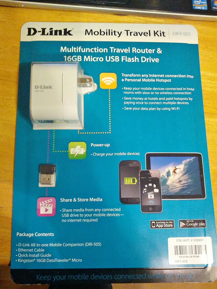 New D-Link Mobile Travel Kit DKT-505 (Include DIR-505 4 in 1, and 16G USB