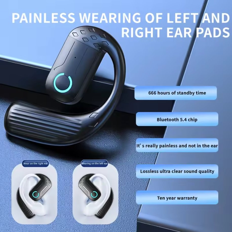 🚀 YS01 Premium Heavy Duty  Bluetooth 5.4 Open Wireless Headset HiFi Sound Super Long Playtime
