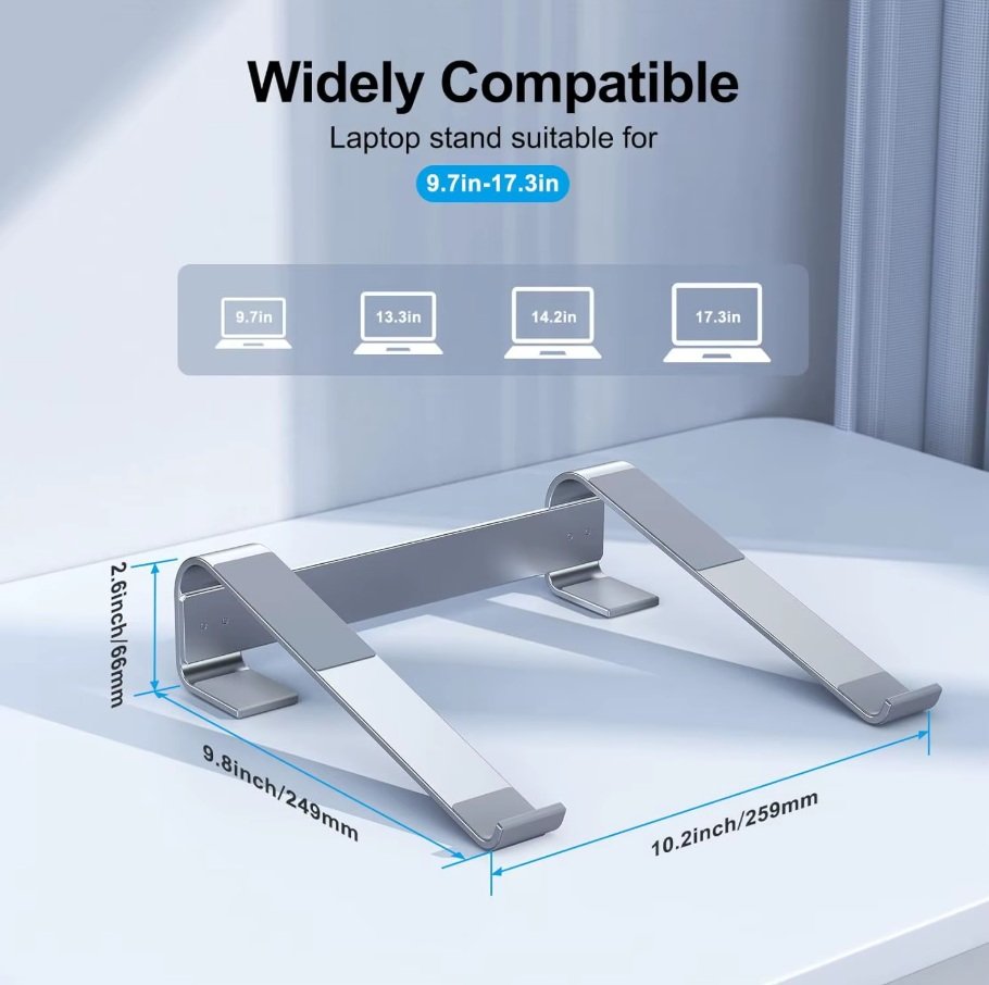 AirFlow Pro Heavy Duty Aluminum Laptop Riser Stand – (up to 17.3