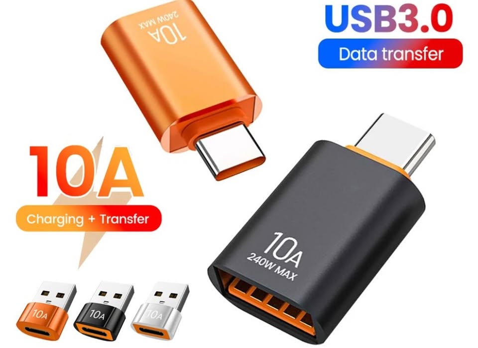 New USB 3.1Type-C Male To USB A Female OTG Adapter 10A