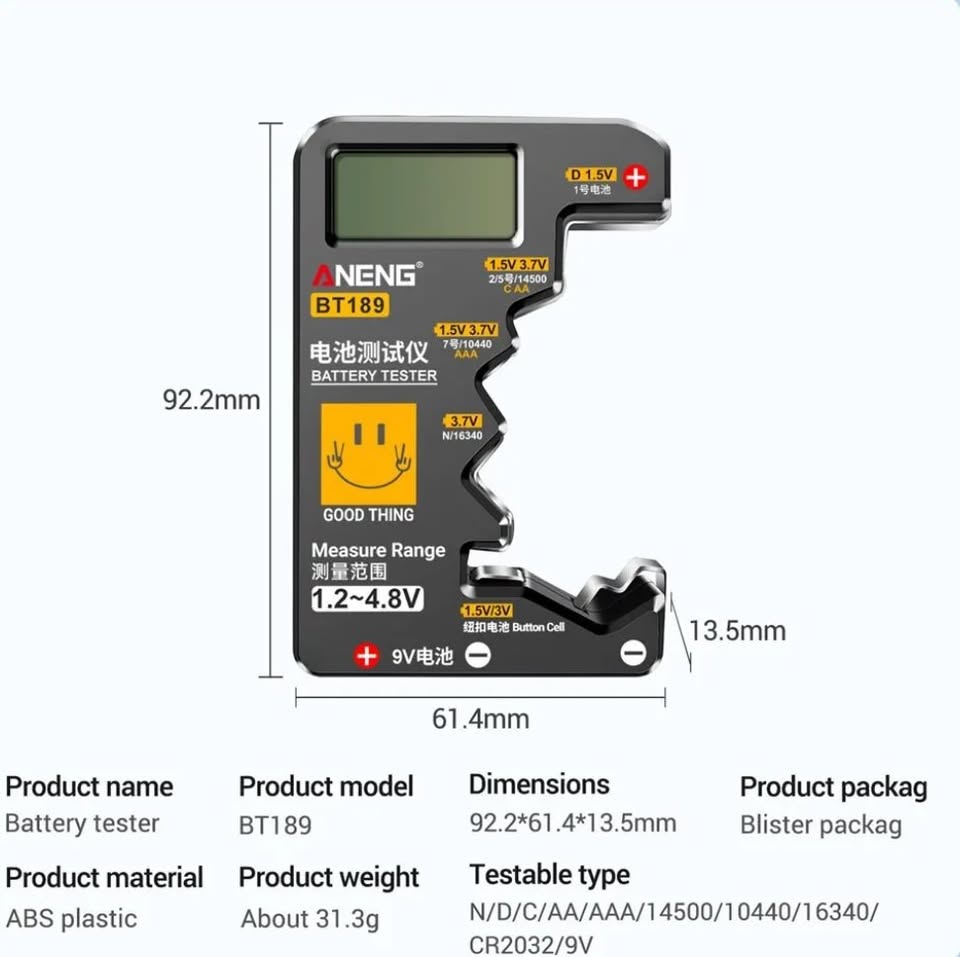 New Portable Multiple Type Battery Quick Tester Meter LCD