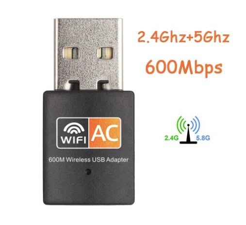 Dual Band 2.4GHz+5GHz  600mbps USB Wifi Adapter