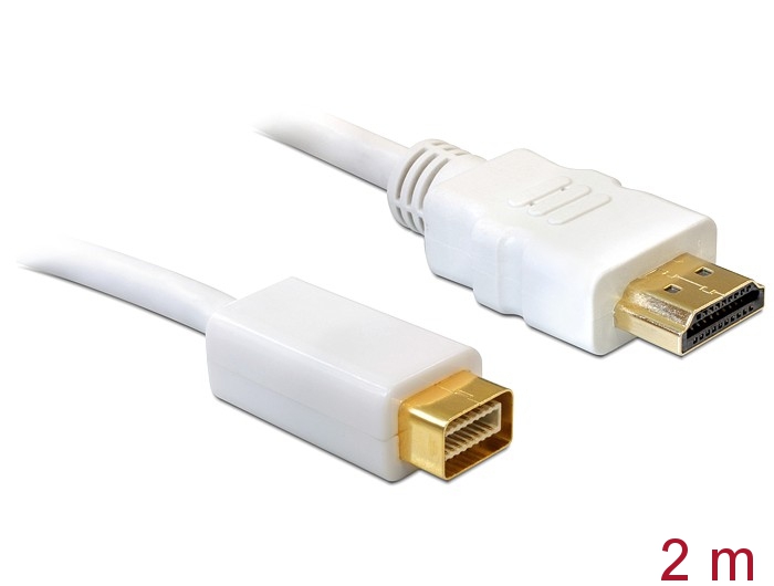 Mini DVI Male to HDMI Male 1080P Cable 2 Meter